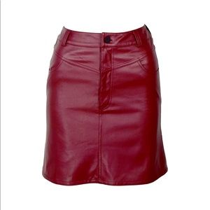 Faux leather skirt with v shape detail